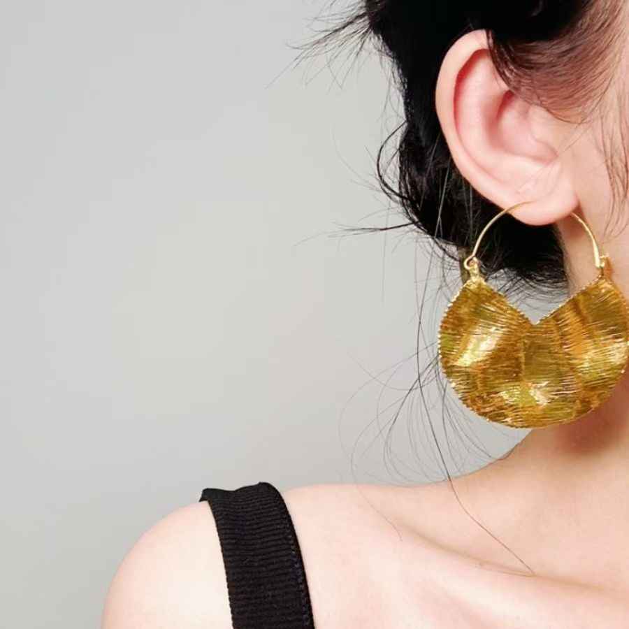 European Geometric Dangle Earrings – Retro Textured Alloy Metal Jewelry
