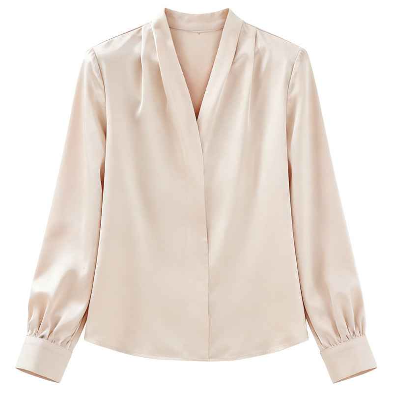 Pleated Chiffon Blouse – Loose Fit 3/4 Sleeve Top