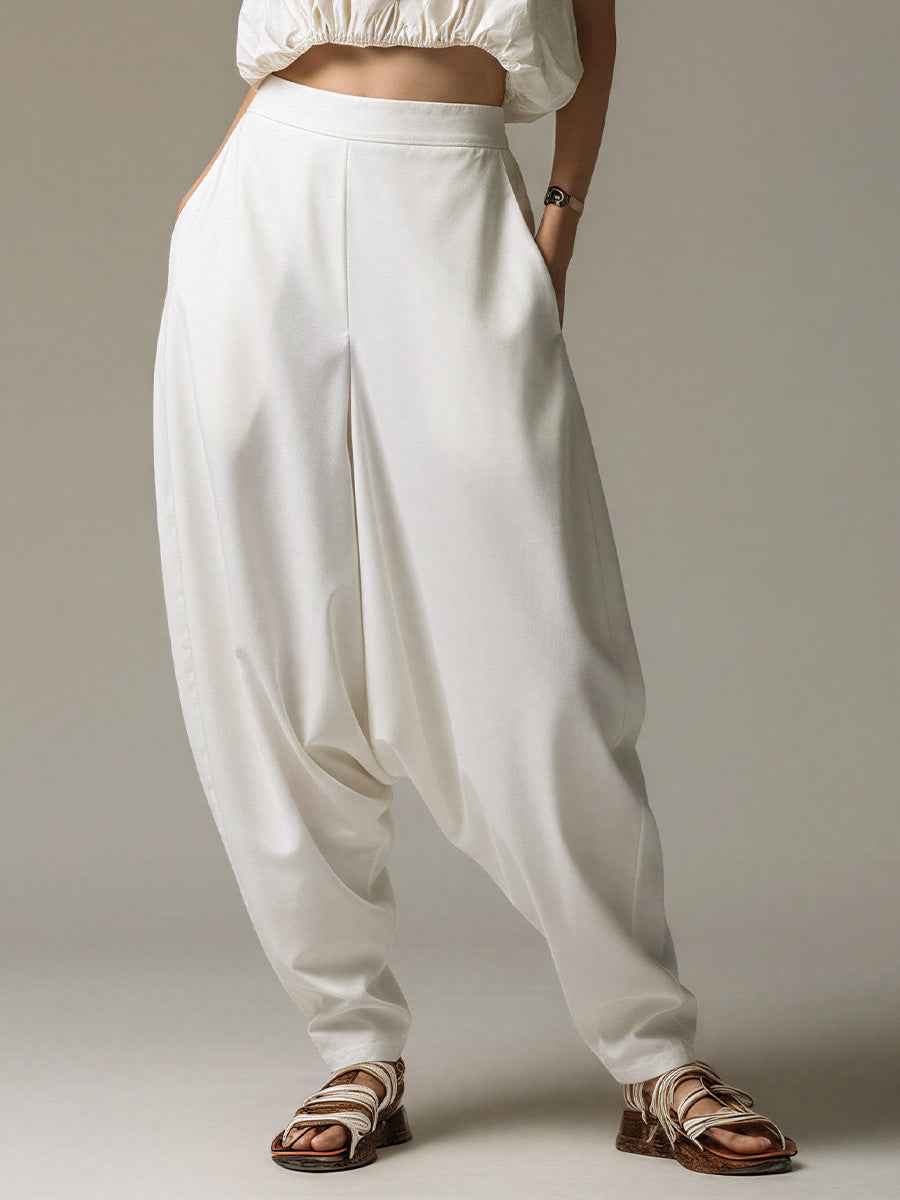 High-waisted Wide-leg Relaxed-fit Casual Trousers