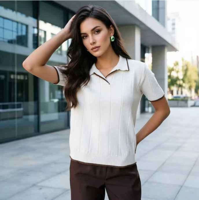 Knitted Short-sleeve Casual Tops
