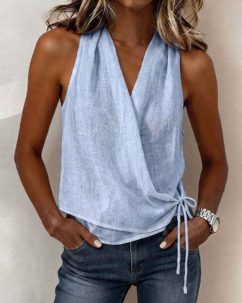 Sleeveless Strap Lightweight And Comfortable V-neck Tank Top