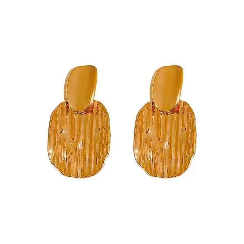 Bold Oval Pleated Earrings – Retro Minimalist Silver Needle Jewelry