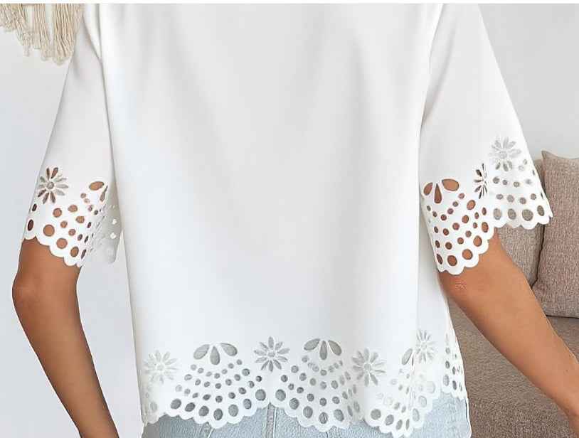 Women's Hollow-Out Lace Detail Top – 3 Colours