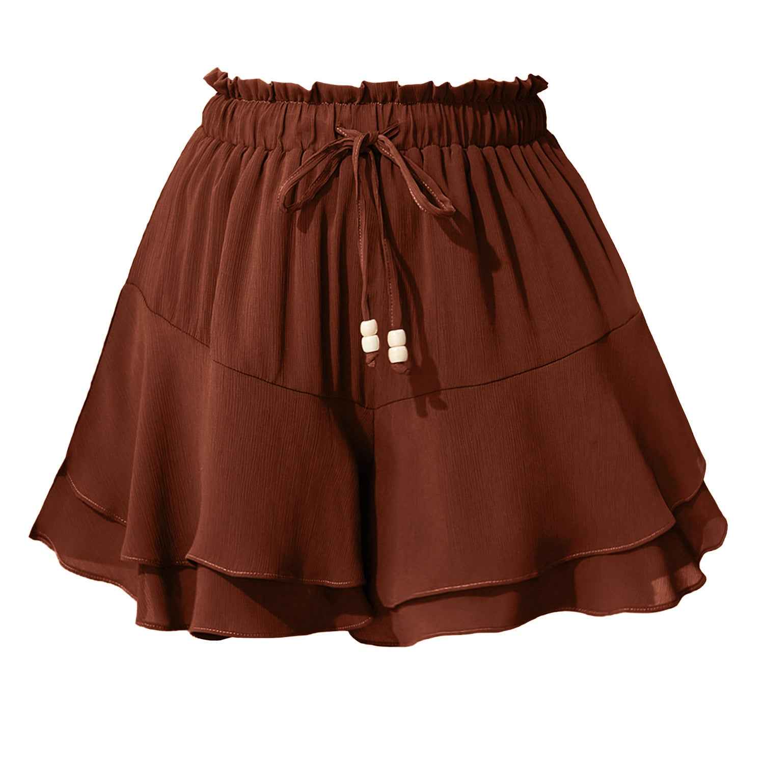 Ruffled Wrap Skort with Drawstring Waist
