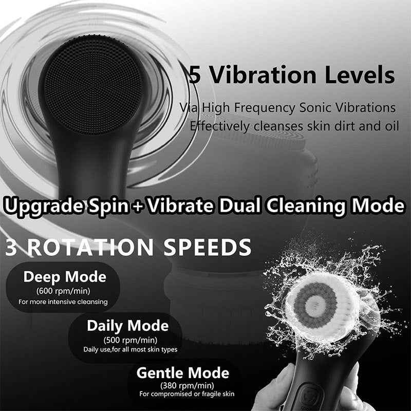 Silicone Facial Cleansing Device – 5-Speed Vibration & Negative Ion Massager