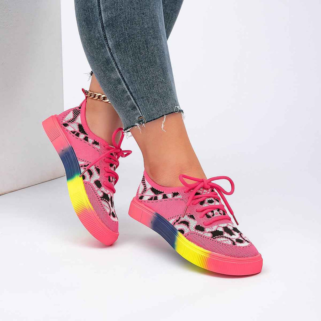 Chunky Sole Lace-Up Sneakers — Floral, Breathable, EU 36–43