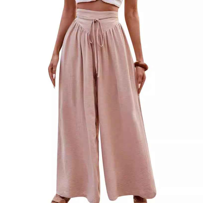 Mid-Waist Drawstring Ankle Trousers – 3D Texture
