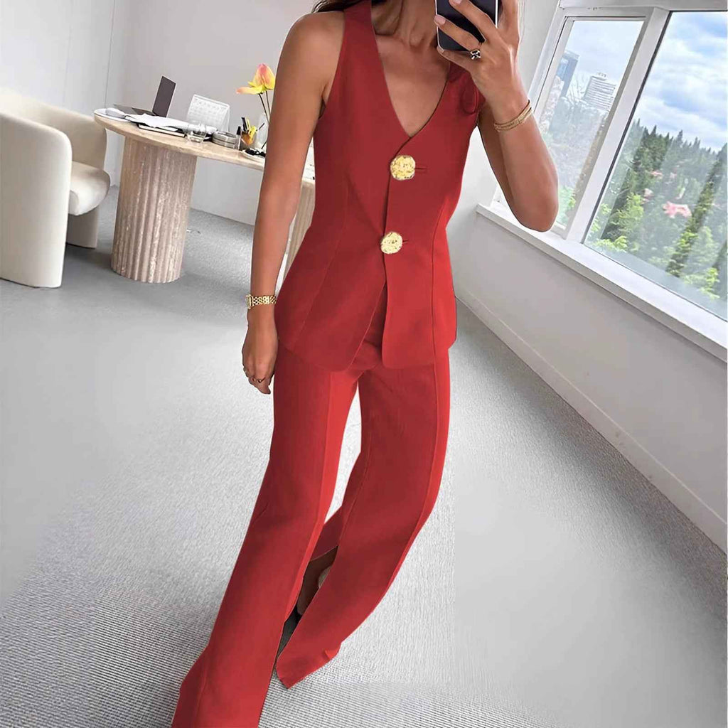 Buttoned Formal Workplace Commute Set