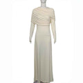 Fashionable Pleated Asymmetric Solid-Color Dress