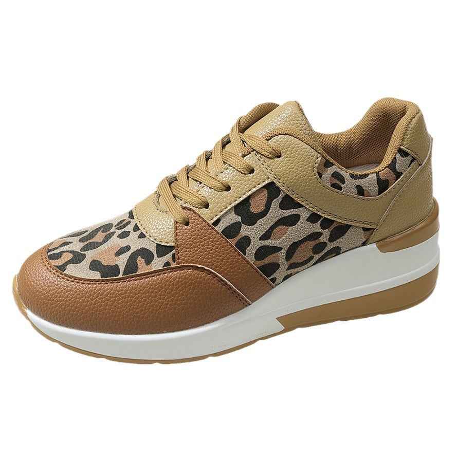 Leopard-Print Chunky Wedge Lace-Up Sneakers