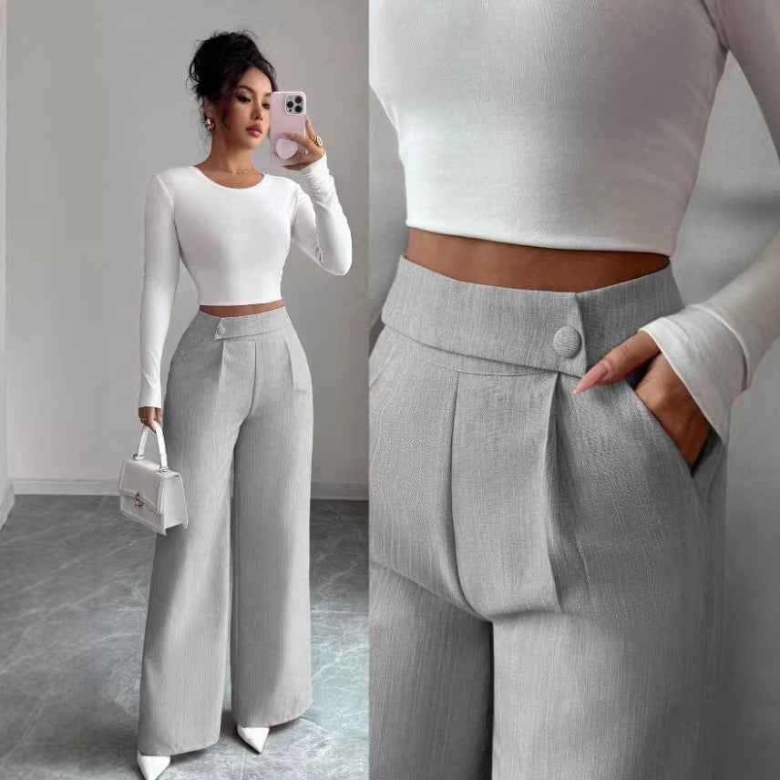 High-Waist Straight-Leg Pants — 6 Colors