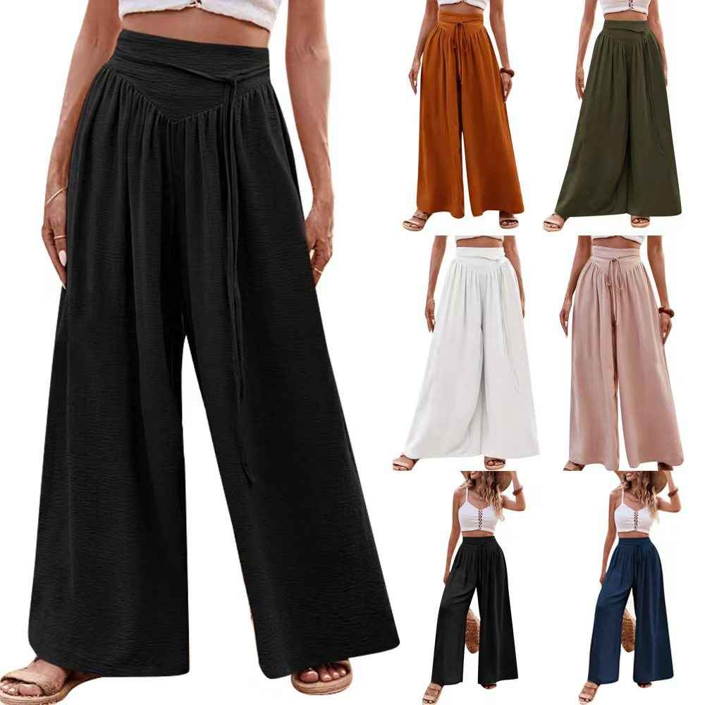 Mid-Waist Drawstring Ankle Trousers – 3D Texture