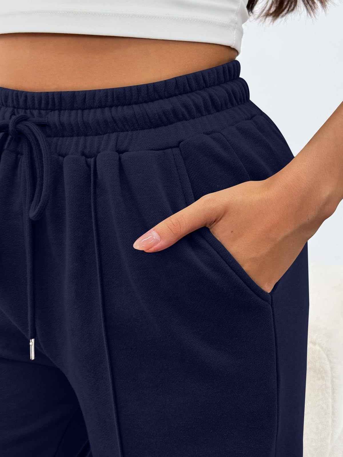 High-waisted Wide-leg Loose-fit Casual Womens Athletic Trousers