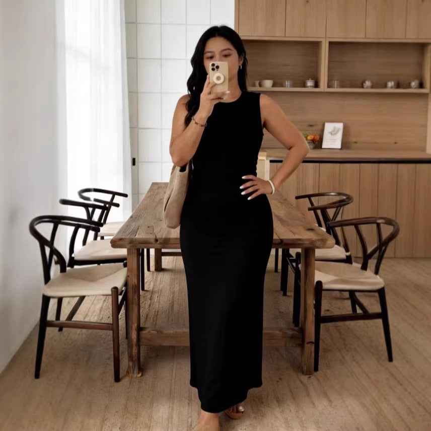 Women's High-Waist A-Line Pullover Maxi Dress