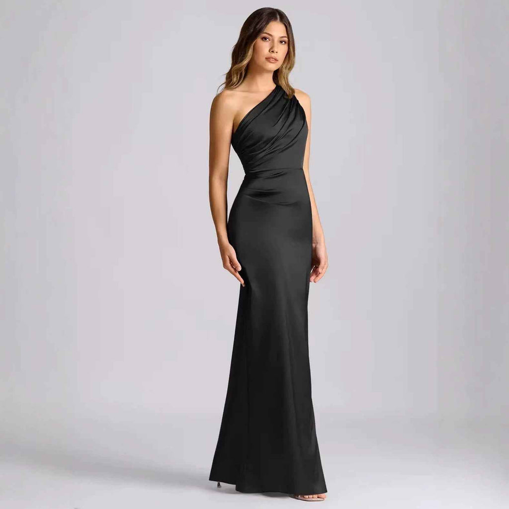 Womens Stylish Off-the-shoulder Satin Bodycon Dress
