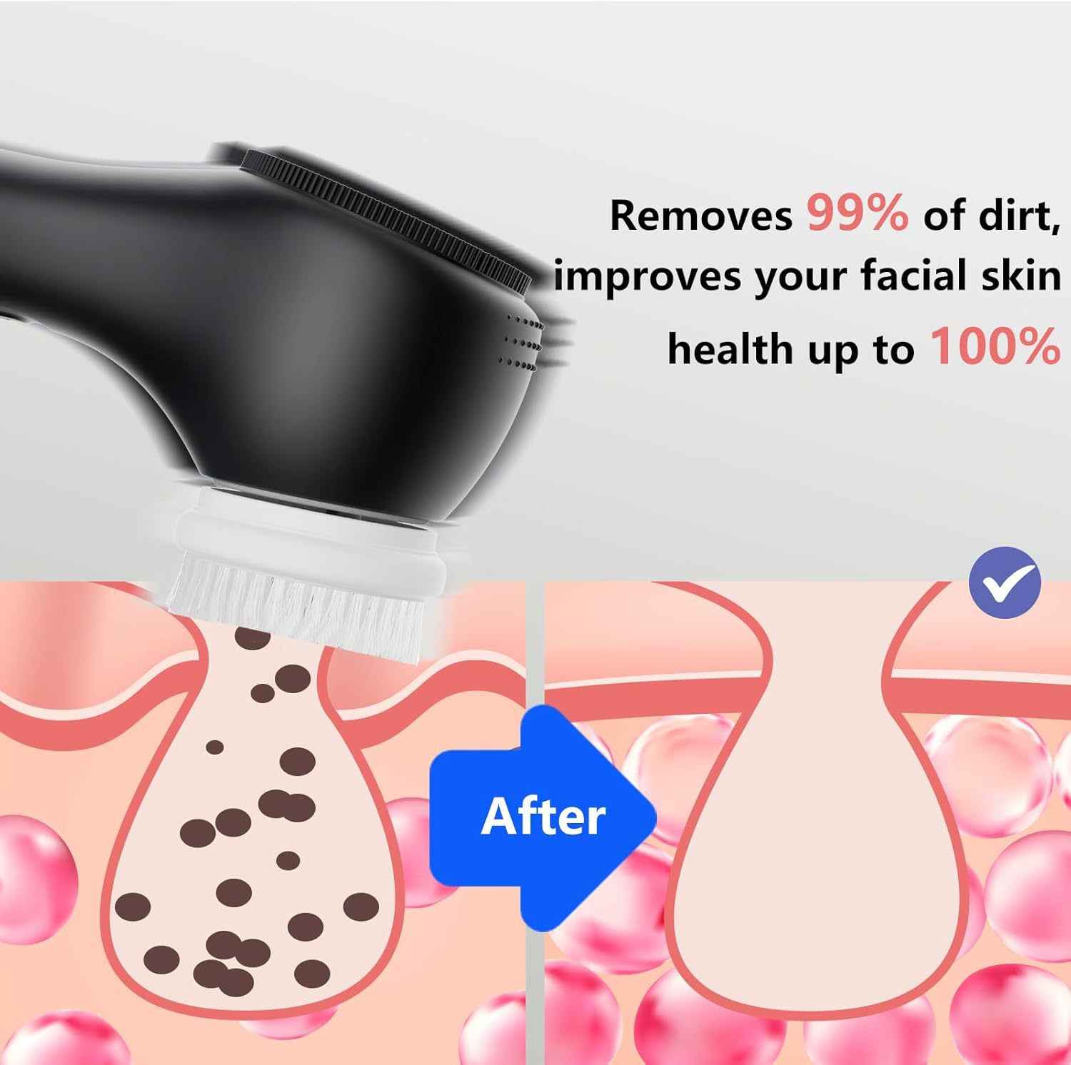 Silicone Facial Cleansing Device – 5-Speed Vibration & Negative Ion Massager