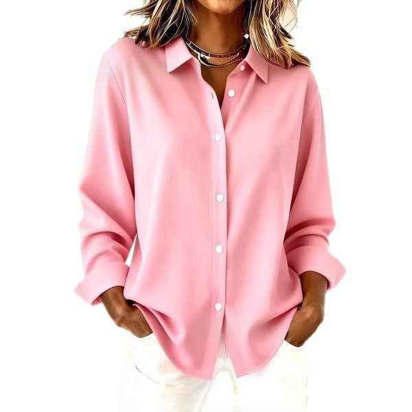 Long Sleeve Women's Shirt – 3D Texture Solid Colour Stretch Top