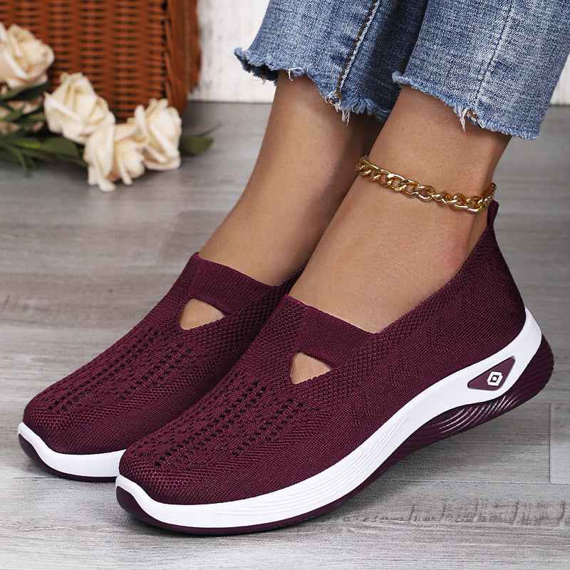 Women's Flyknit Slip-On Casual Shoes – Breathable Flat Sneakers EU 36–44