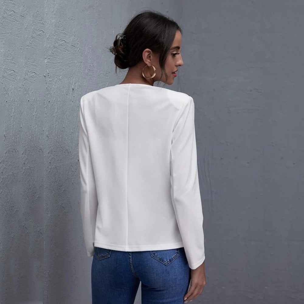 Cropped Casual Blazer — Retro Korean-Style Jacket