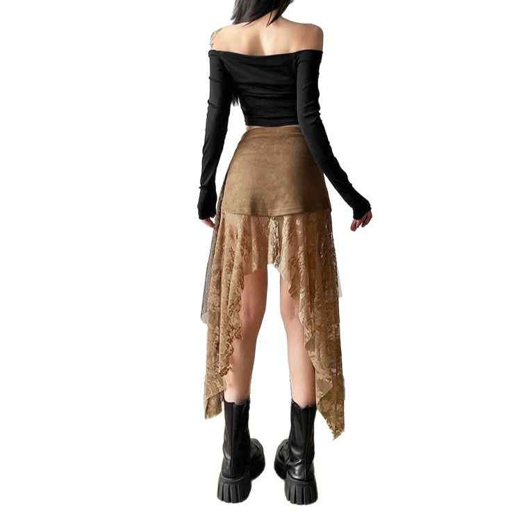 Women's Lace-Panel Bodycon Midi Skirt