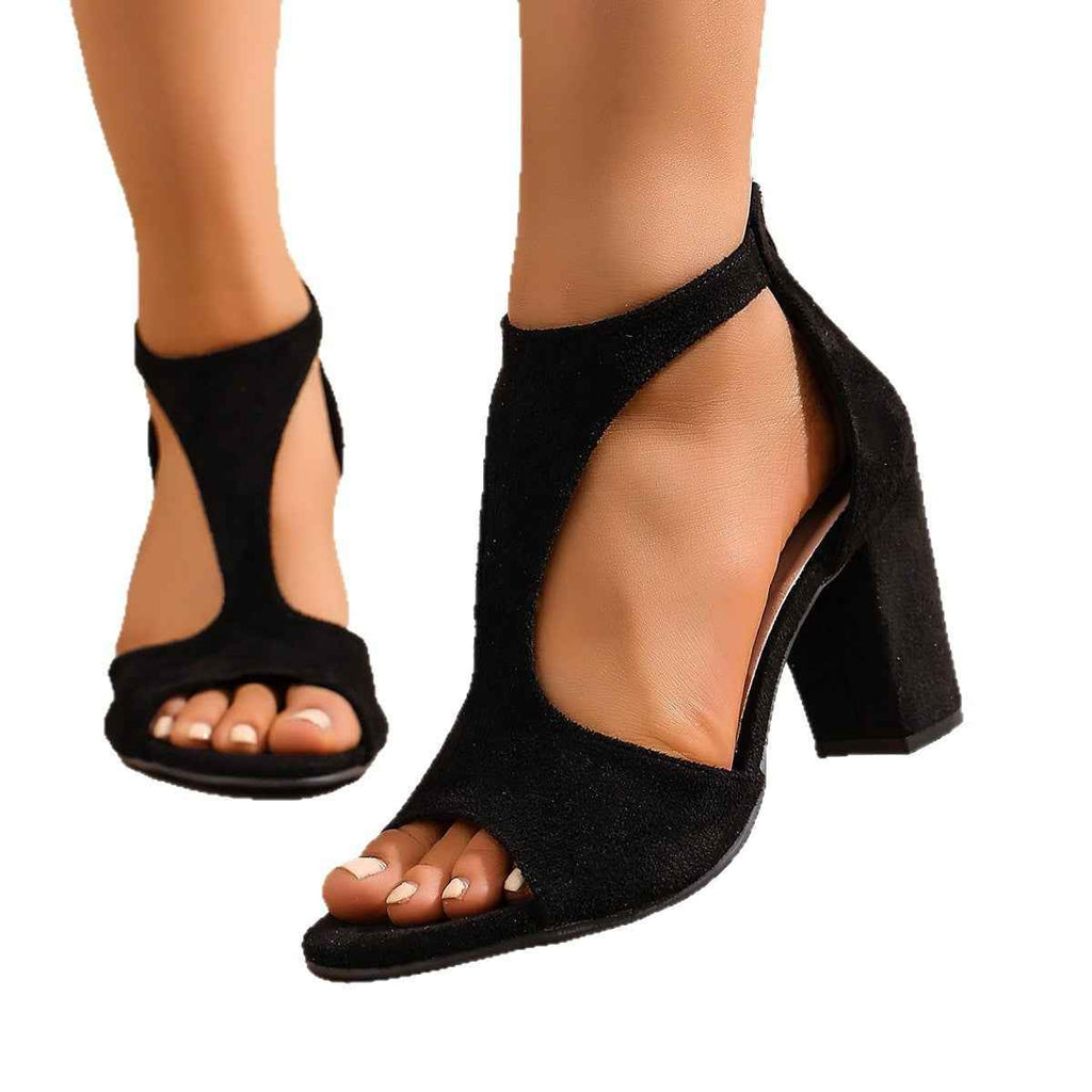 Women's Open-Toe Strappy High Heel Sandals — Suede, Platform, Sizes 35–43
