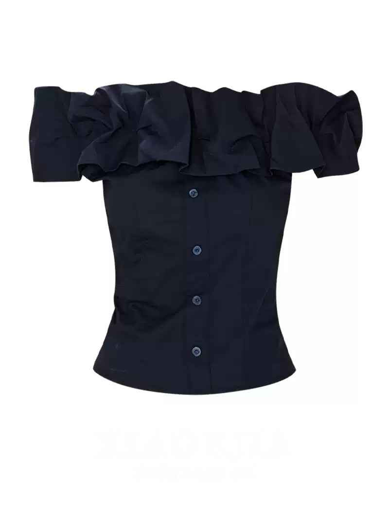Off-shoulder Lace-trimmed Waist-cinching Blouse For Women