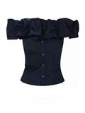 Off-shoulder Lace-trimmed Waist-cinching Blouse For Women