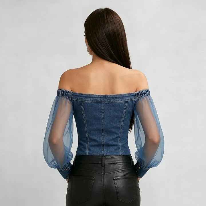Printed Splicing Three-Quarter Sleeve Top – Street Style