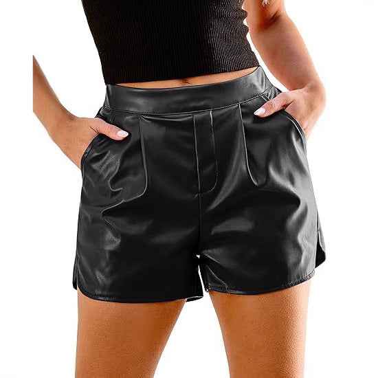 PU Leather Slim-Fit Bootcut Shorts – Street Chic