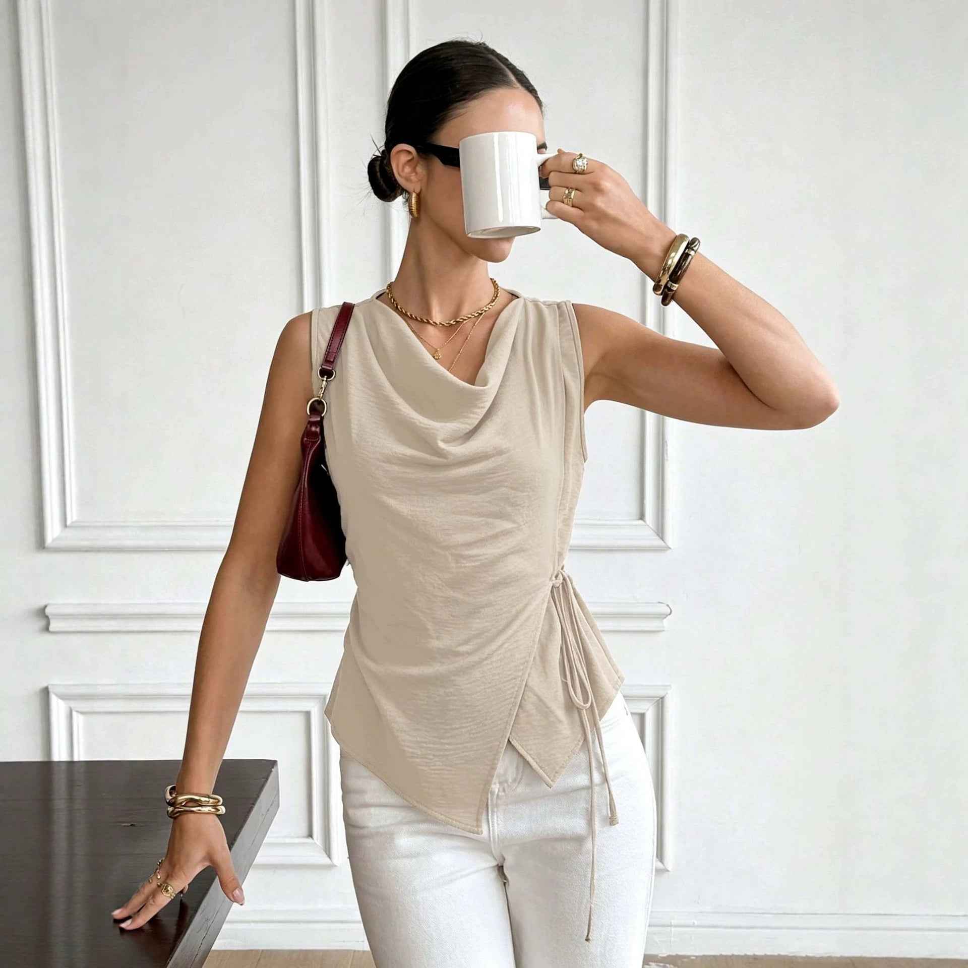 Women's Scoop-Neck Asymmetrical-Hem Sleeveless Top