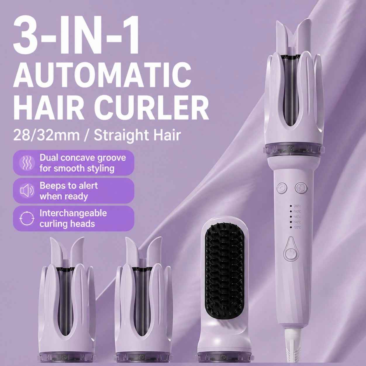 3-in-1 Hair Curler & Straightening Styling Tool