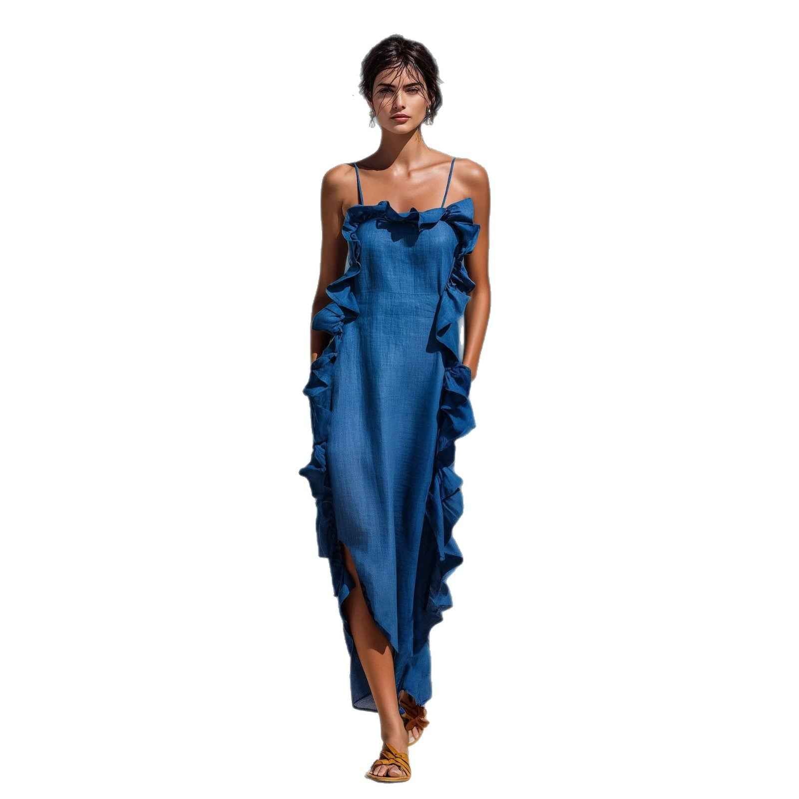 Resort Style Ruffled Sleeveless Dress