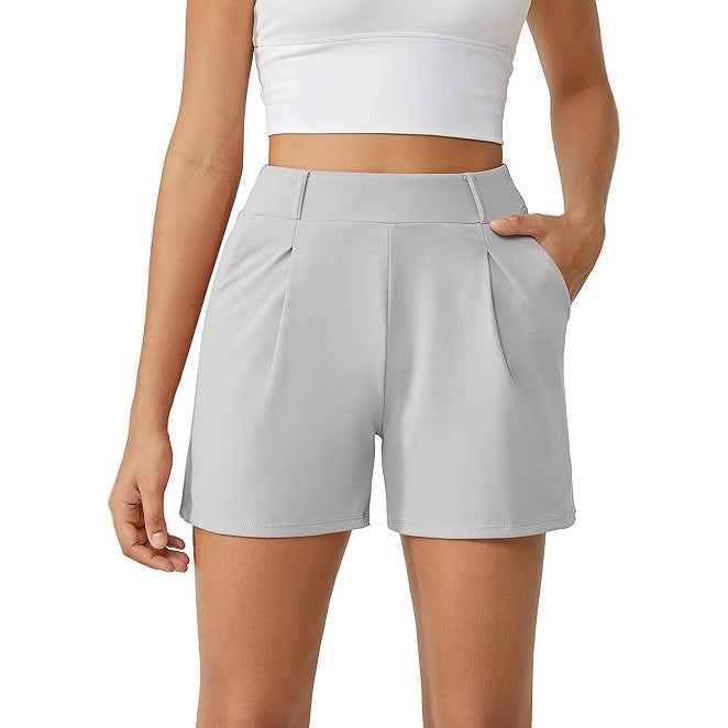 Women's Mid-Waist Colour-Block Chenille Straight-Leg Shorts