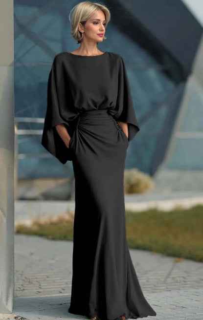 Backless Ruched Slim-Fit Formal Maxi Dress