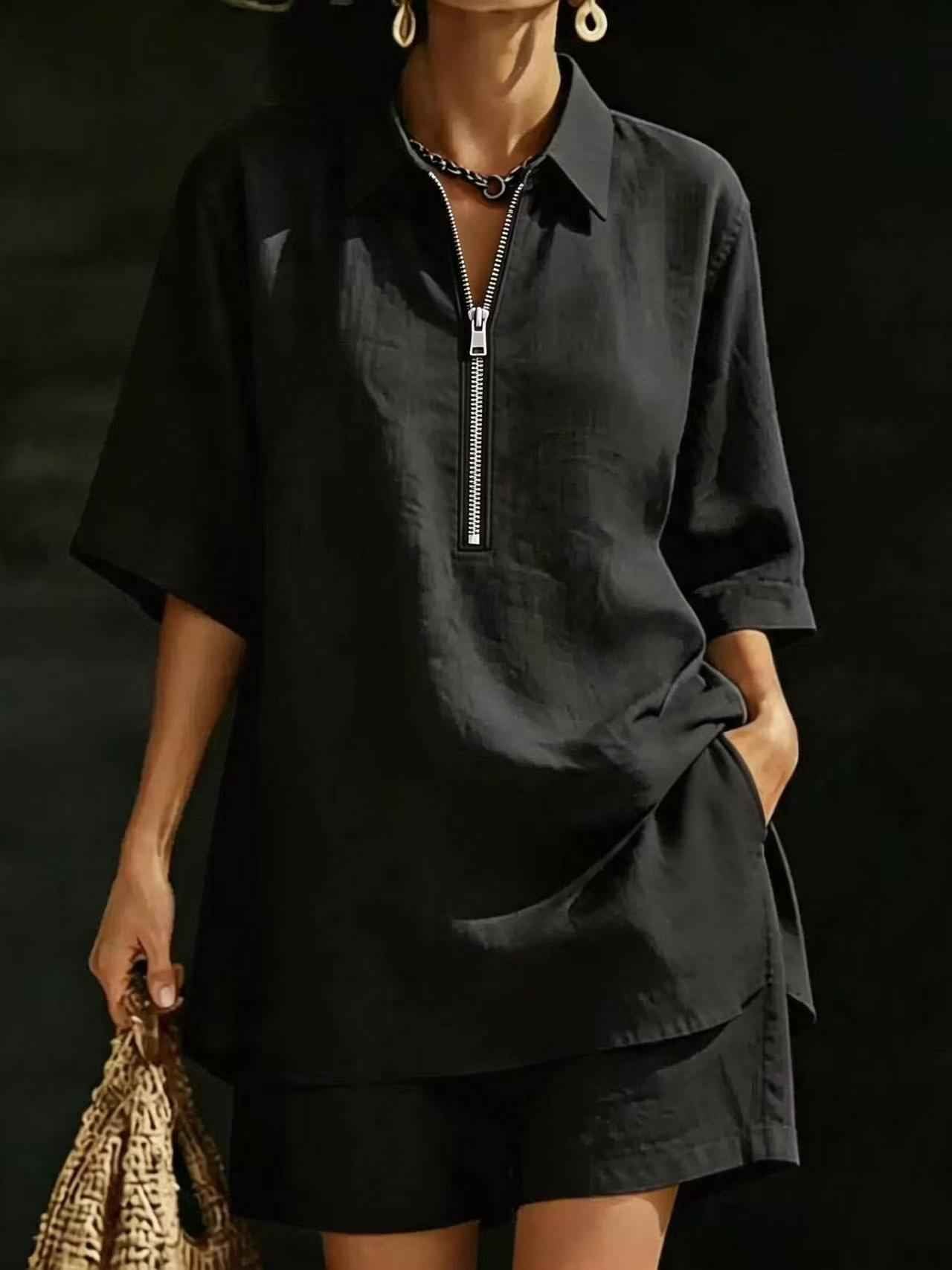 Top Short-Sleeve Shirt Set