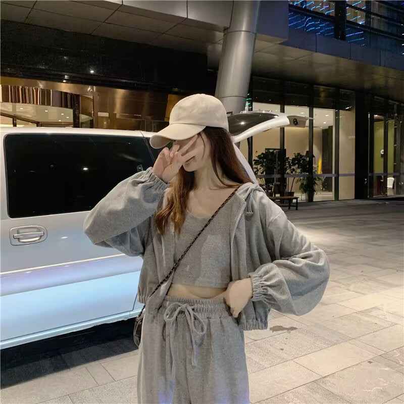Women's 3-Piece Hooded Tracksuit Set
