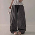 Elastic-waist Loose-fit Laid-back Long Pants