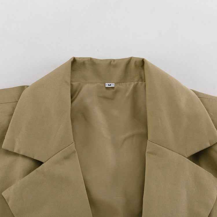 Khaki Oversized Sleeveless Blazer & Shorts Co-ord Set