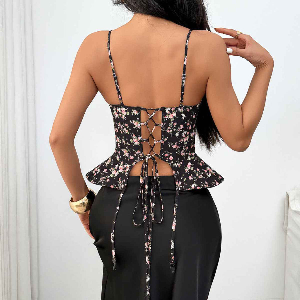Underwire Fishbone Strap Ribbed Camisole Top
