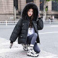 Cotton-padded Coat With A Thickened Large Fur Collar
