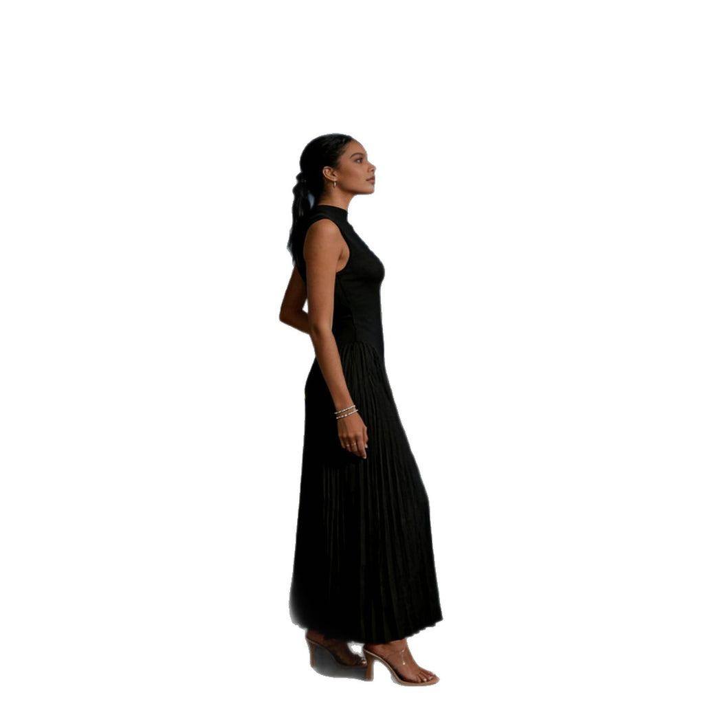 Tie-Dye Pleated Midi Dress with Elastic Waist
