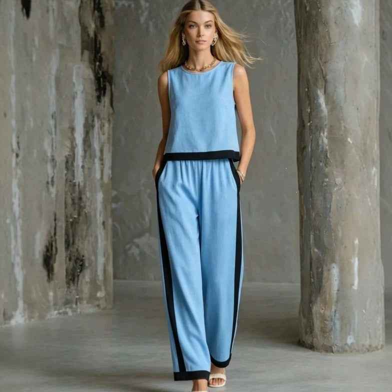 Women's Sleeveless Vest & Trousers Two-Piece Set
