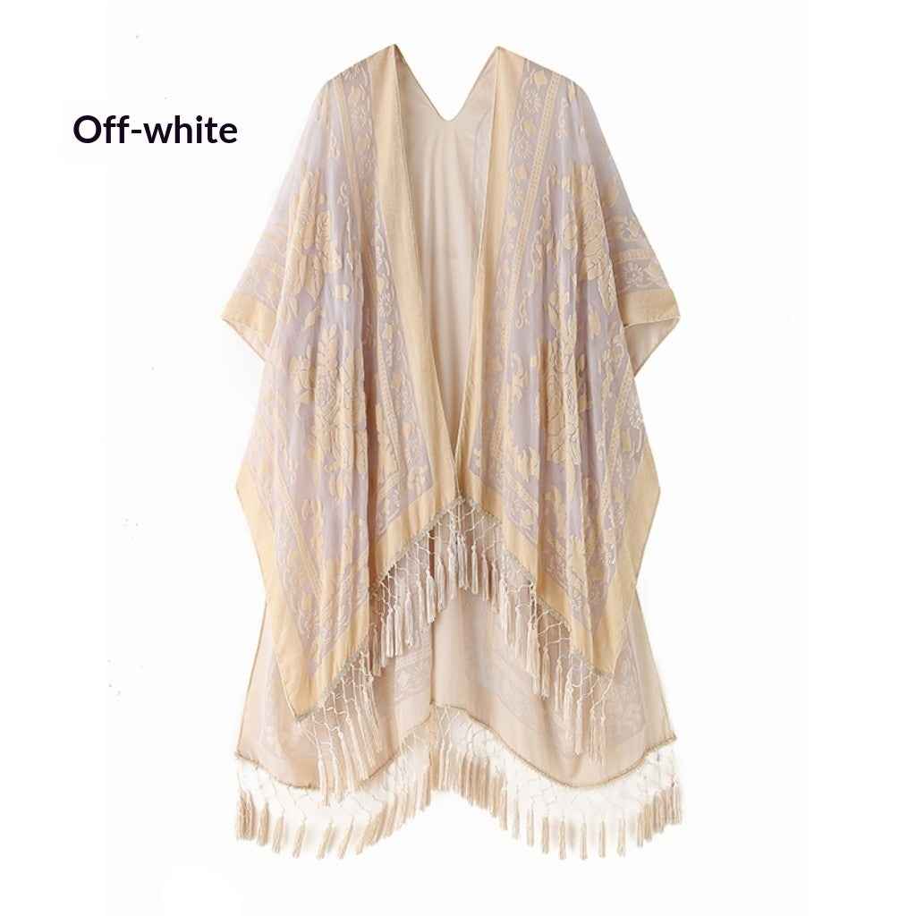 Bohemian Fringed Shawl – Handmade Long Wrap, 19 Colors