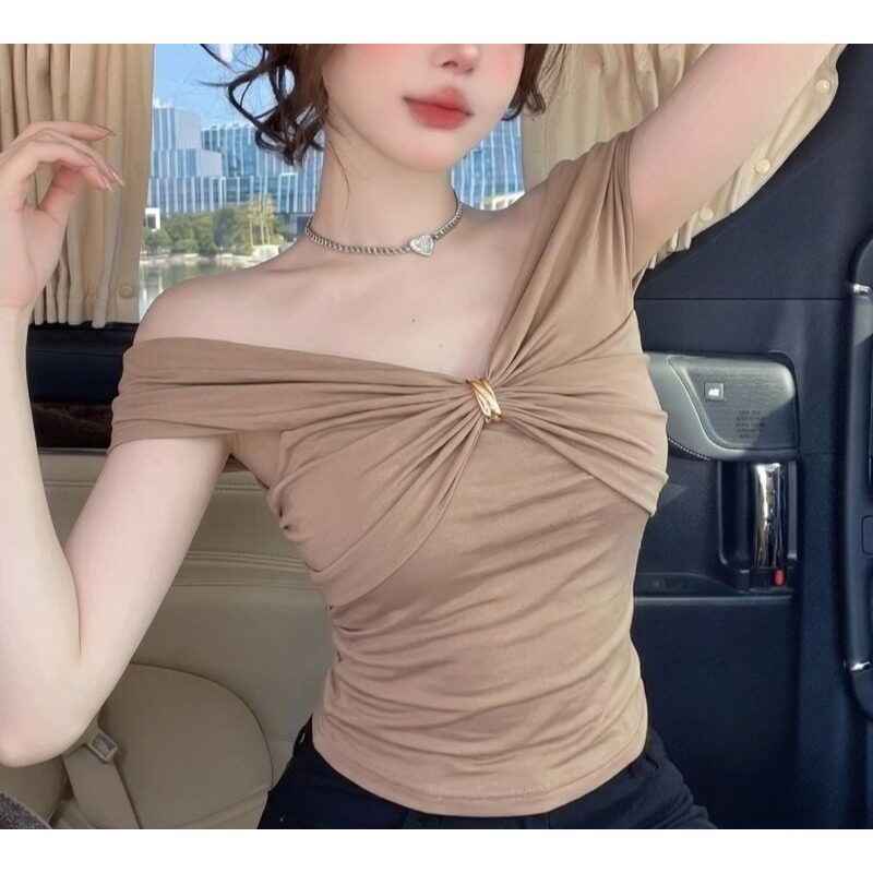 Women's Slim-Fit Cropped Short-Sleeve Pullover Top