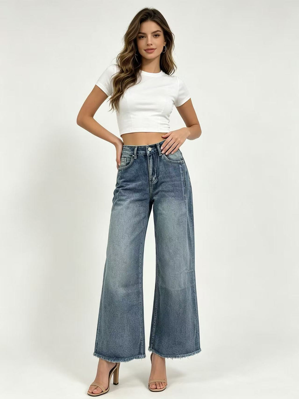 Women's High-Waist Straight Leg Jeans – Washed, Slimming Fit