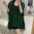 Diamond Knit Hollow-Out Hooded Sweater
