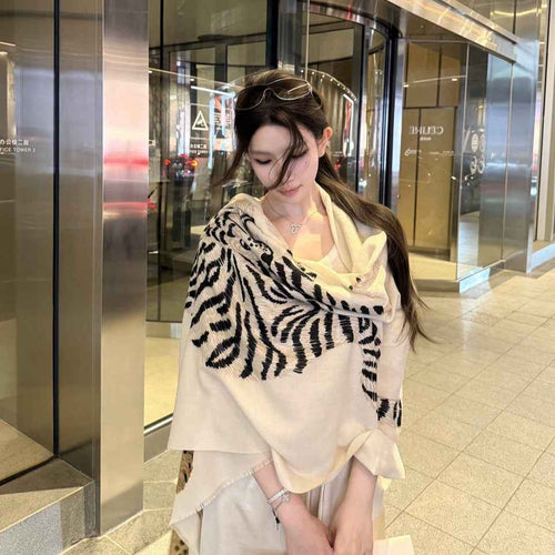 AutumnWinter Cotton-Linen Warm-Keeping Printed Large Shawl