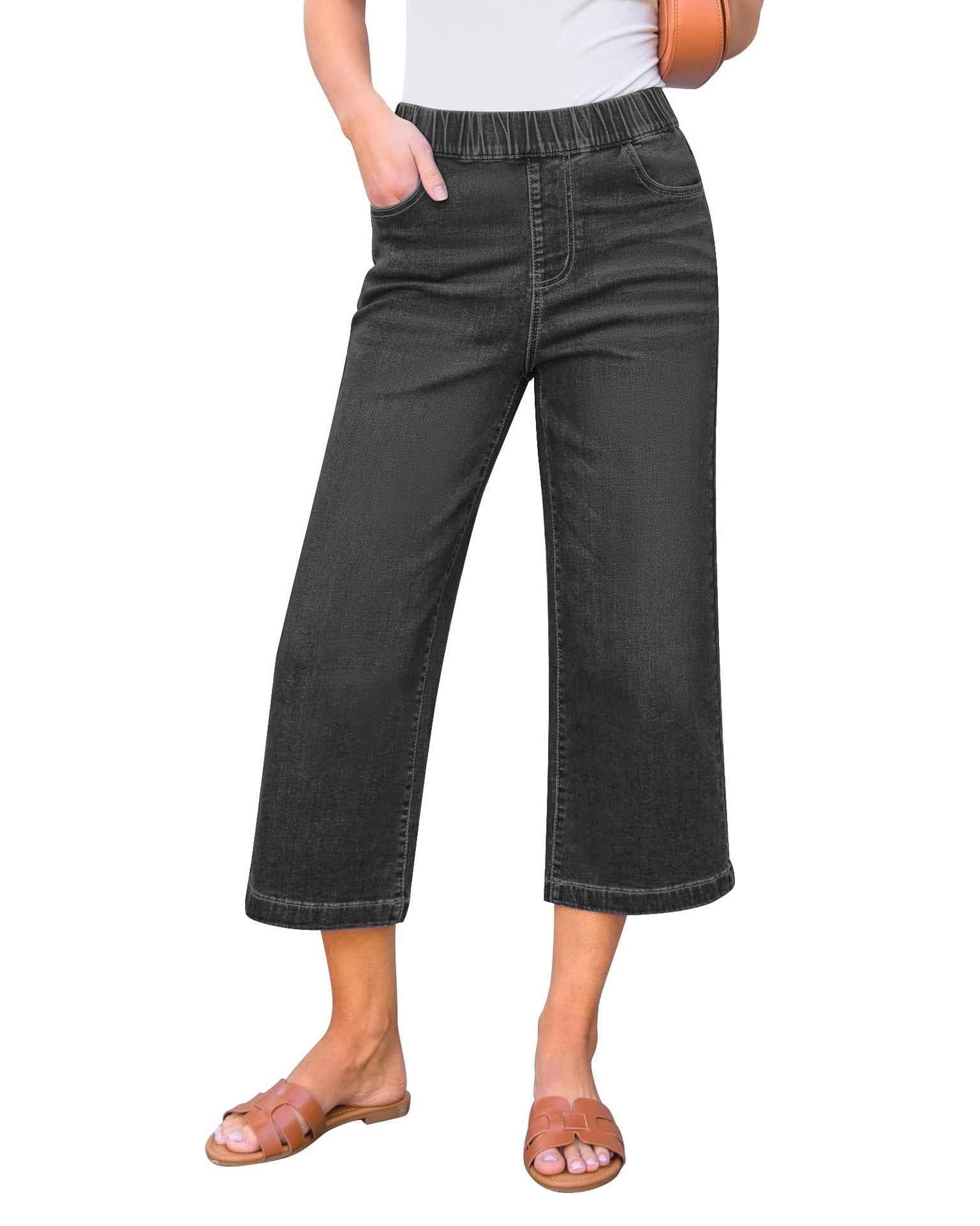 Women's High-Waist Straight-Leg Patchwork Cotton Denim Jeans