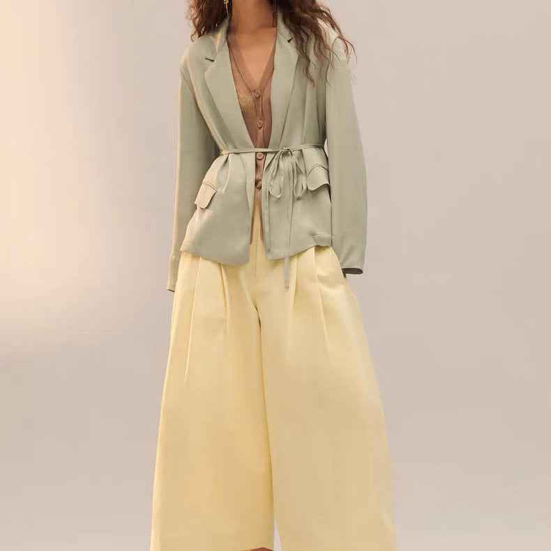 Womens Versatile Lace-up Waist-cinching Casual Jacket