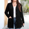 Solid-color Long-sleeve Womens Long Cardigan Coat